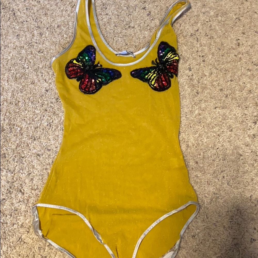 Yellow mesh bodysuit